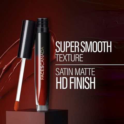FACES CANADA Comfy Silk Liquid Lipstick - Elegant Maroon 08, 3 ml | Satin Matte HD Finish | Luxe Comfort | Longlasting | No Dryness | Smooth Texture | Mulberry Oil & Shea Butter For Plump Hydrated Lips