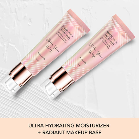 FACES CANADA Strobe Cream - Rose Gold, 30 ml | With Shea Butter & Hyaluronic Acid | Intense Hydration | Dewy Skin | Illuminating & Glowing Makeup Base