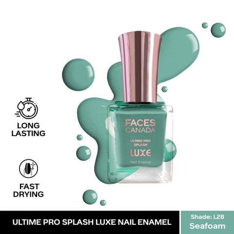FACES CANADA Ultime Pro Splash Luxe Nail Enamel - Seafoam (L28), 12ml | Glossy Finish | Quick Drying | Long Lasting | High Shine | Chip Defiant | Even-Finish | Vegan | Non-Toxic | Ethanol-Free