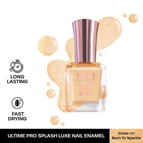 FACES CANADA Ultime Pro Splash Luxe Nail Enamel - Born to Sparkle (L17), 12ml | Glossy Finish | Quick Drying | Long Lasting | High Shine | Chip Defiant | Even-Finish | Vegan | Non-Toxic | Ethanol-Free