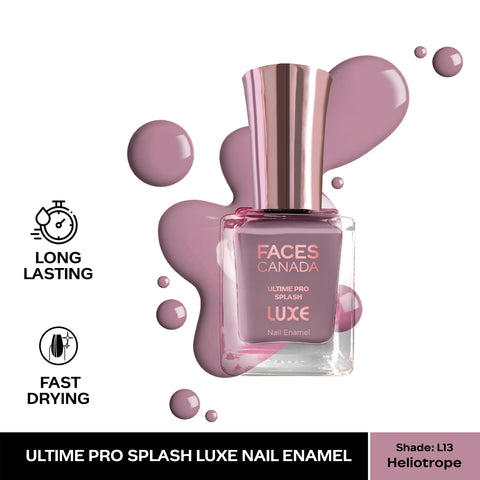 FACES CANADA Ultime Pro Splash Luxe Nail Enamel - Heliotrope (L13), 12ml | Glossy Finish | Quick Drying | Long Lasting | High Shine | Chip Defiant | Even-Finish | Vegan | Non-Toxic | Ethanol-Free
