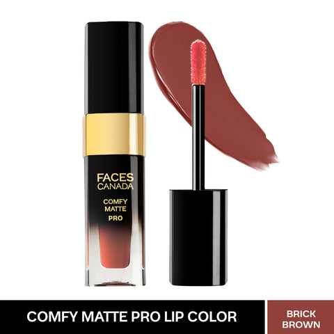 FACES CANADA Comfy Matte Pro Liquid Lipstick - Brick Brown 08, 5.5 ml | 10HR Longstay | Intense Color | Macadamia Oil & Olive Butter Infused | Lightweight Super Smooth | No Dryness | No Alcohol
