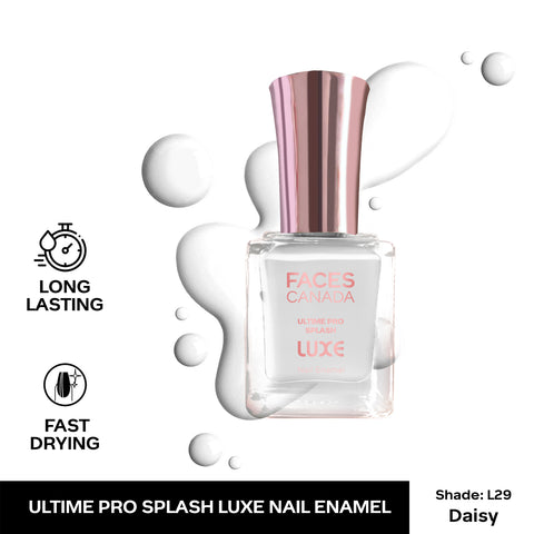 FACES CANADA Ultime Pro Splash Luxe Nail Enamel - Daisy (L29), 12ml | Glossy Finish | Quick Drying | Long Lasting | High Shine | Chip Defiant | Even-Finish | Vegan | Non-Toxic | Ethanol-Free