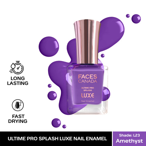 FACES CANADA Ultime Pro Splash Luxe Nail Enamel - Amethyst (L23), 12ml | Glossy Finish | Quick Drying | Long Lasting | High Shine | Chip Defiant | Even-Finish | Vegan | Non-Toxic | Ethanol-Free