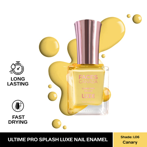 FACES CANADA Ultime Pro Splash Luxe Nail Enamel - Canary (L06), 12ml | Glossy Finish | Quick Drying | Long Lasting | High Shine | Chip Defiant | Even-Finish | Vegan | Non-Toxic | Ethanol-Free