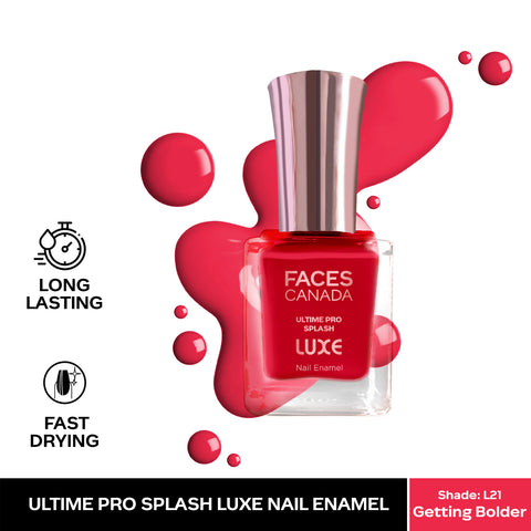 FACES CANADA Ultime Pro Splash Luxe Nail Enamel - Getting Bolder (L21), 12ml | Glossy Finish | Quick Drying | Long Lasting | High Shine | Chip Defiant | Even-Finish | Vegan | Non-Toxic | Ethanol-Free