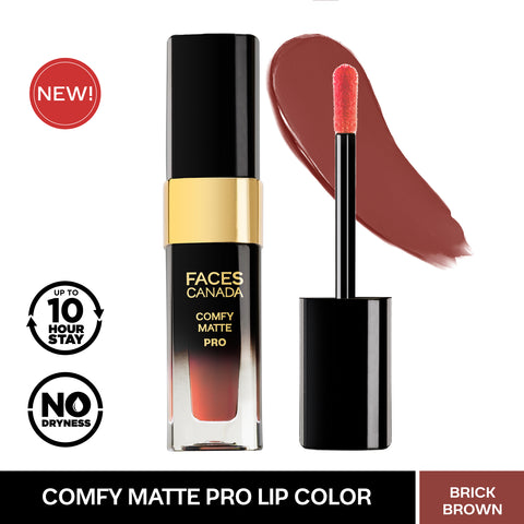 FACES CANADA Comfy Matte Pro Liquid Lipstick - Brick Brown 08, 5.5 ml | 10HR Longstay | Intense Color | Macadamia Oil & Olive Butter Infused | Lightweight Super Smooth | No Dryness | No Alcohol