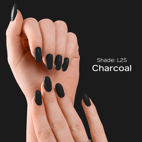FACES CANADA Ultime Pro Splash Luxe Nail Enamel - Charcoal (L25), 12ml | Glossy Finish | Quick Drying | Long Lasting | High Shine | Chip Defiant | Even-Finish | Vegan | Non-Toxic | Ethanol-Free