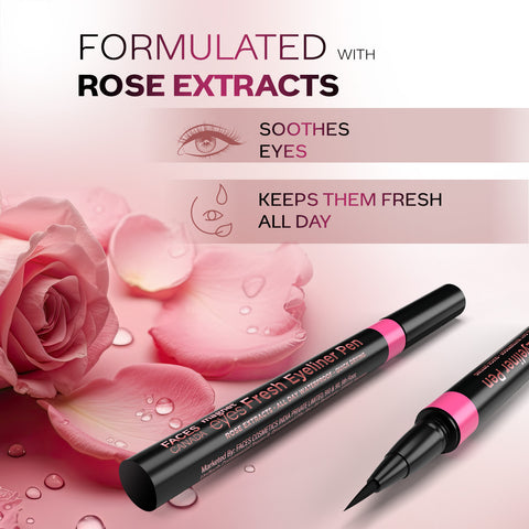 FACES CANADA Magneteyes Fresh Eyeliner Pen - Black, 1 ml | All - Day Waterproof & Smudgeproof | Long-Lasting | Intense Color Payoff | Quick Drying & One Stroke Application | Rose Extract