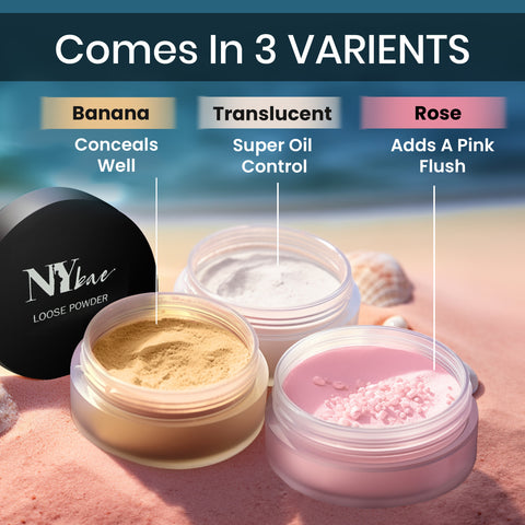 NY Bae Translucent Loose Powder (5.8 gm) | White | Matte Finish | Almond, Jojoba & Sunflower Oils | Makeup Setting Powder | Long Lasting
