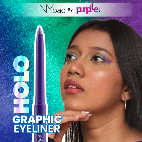 NY Bae Holographic Eyeliner - Aquamarine 01 | Kajal | Waterproof Eyeliner | Long Lasting | Eyeshadow | Pen Eyeliner | Purple Blue Eyeliner | Eye Makeup (0.25 gm)