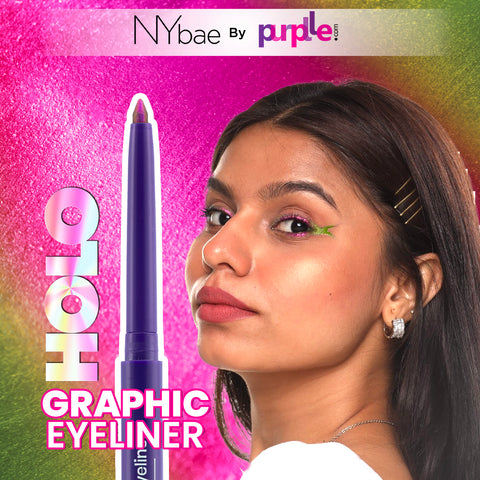 NY Bae Holographic Gel Eyeliner - Pink Chrome 02 | Kajal | Waterproof Eyeliner | Long Lasting | Eyeshadow | Pen Eyeliner | Green Pink Eyeliner | Eye Makep (0.25 gm)