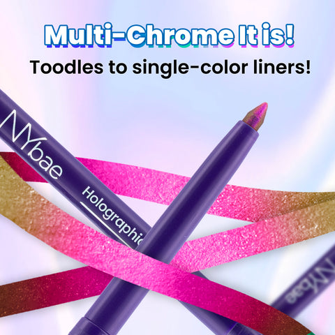 NY Bae Holographic Gel Eyeliner - Pink Chrome 02 | Kajal | Waterproof Eyeliner | Long Lasting | Eyeshadow | Pen Eyeliner | Green Pink Eyeliner | Eye Makep (0.25 gm)