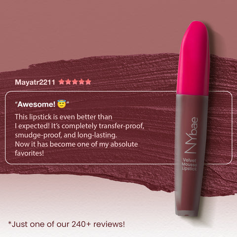 NY Bae Velvet Mousse Lipstick – Brown Girl Brown 10 (6.5 ml)| Velvet Matte Finish | Long-Lasting | Transferproof & Smudgeproof | Ultra Light & Smooth Texture | High Color Payoff