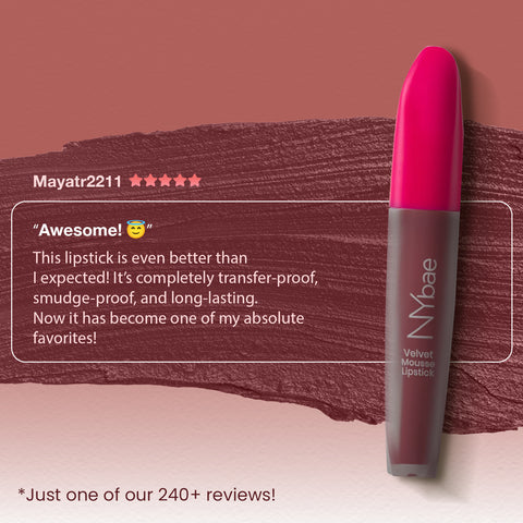 NY Bae Velvet Mousse Lipstick – Pink Roast 11 (6.5 ml) | Velvet Matte Finish | Long-Lasting | Transferproof & Smudgeproof | Ultra Light & Smooth Texture | High Color Payoff
