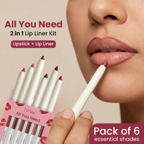 NY Bae 2-in-1 Lip Liner Kit Pack of 6 - 6 Multi-Use Lip Pencils