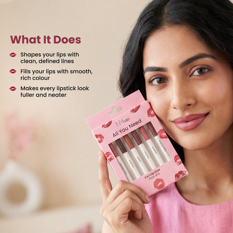 NY Bae 2-in-1 Lip Liner Kit Pack of 6 - 6 Multi-Use Lip Pencils