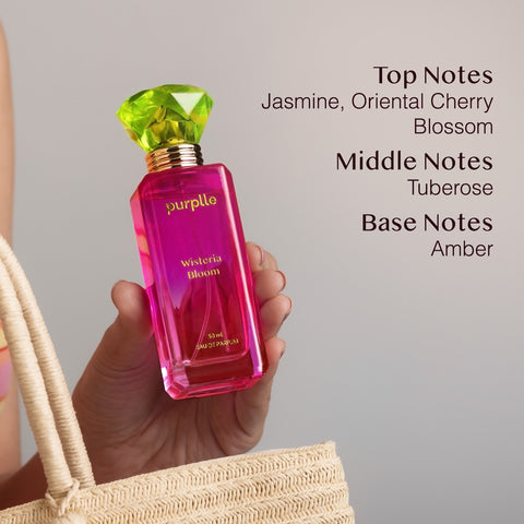 Fragrances by Purplle | Wisteria Bloom (50 ml) | floral notes jasmine, tuberose, amber, long lasting fragrance | luxury perfume for women | premium floral fragrance