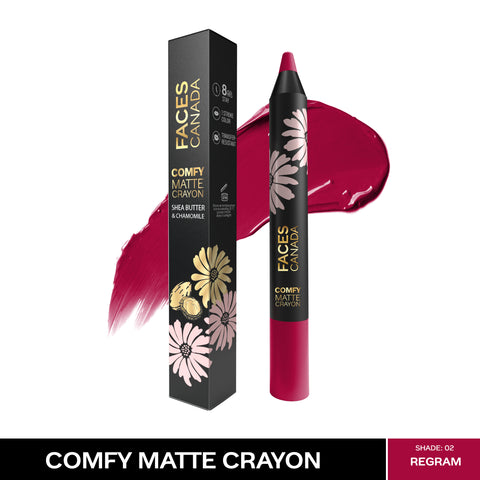 FACES CANADA Comfy Matte Crayon I Creamy Matte I Chamomile & Shea Butter I Alcohol-free I Regram 02 2.8 gm