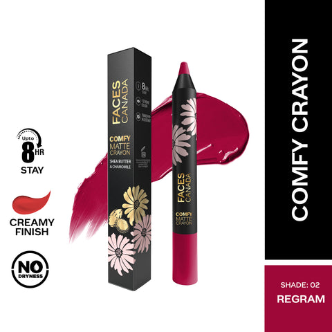 FACES CANADA Comfy Matte Crayon I Creamy Matte I Chamomile & Shea Butter I Alcohol-free I Regram 02 2.8 gm