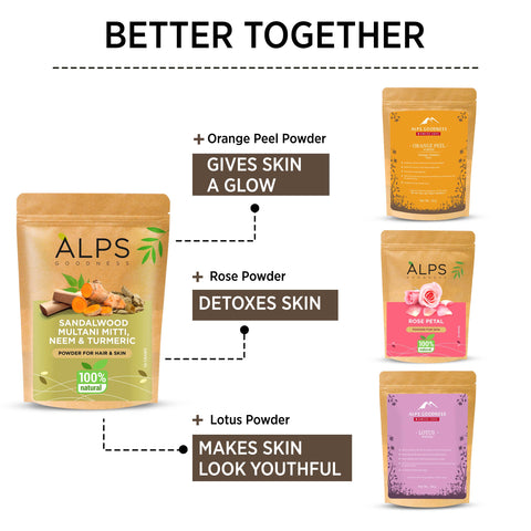 Alps Goodness Sandalwood,Multani Mitti,Neem & Turmeric Powder (50 gm)