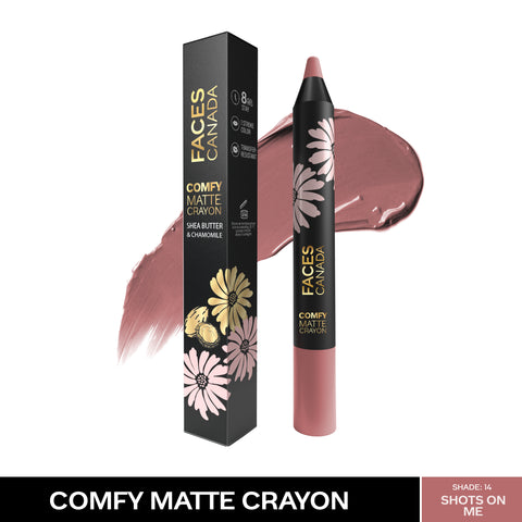 FACES CANADA Comfy Matte Crayon I Creamy Matte I Chamomile & Shea Butter I Alcohol-free I Shots on me 14 2.8 gm