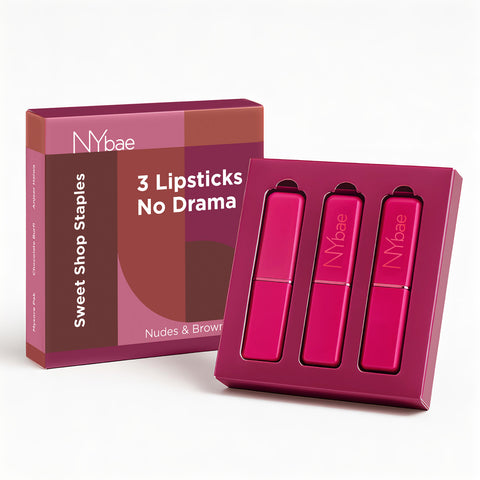 NY Bae Sweet Shop Staples Pack of 3 Lipsticks for Women (Nudes & Browns)