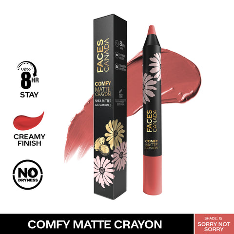 FACES CANADA Comfy Matte Crayon I Creamy Matte I Chamomile & Shea Butter I Alcohol-free I Sorry not sorry 15 2.8 gm