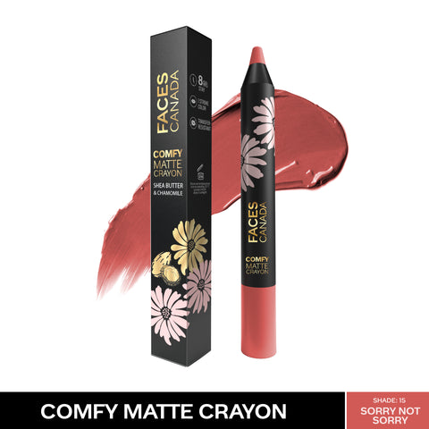 FACES CANADA Comfy Matte Crayon I Creamy Matte I Chamomile & Shea Butter I Alcohol-free I Sorry not sorry 15 2.8 gm