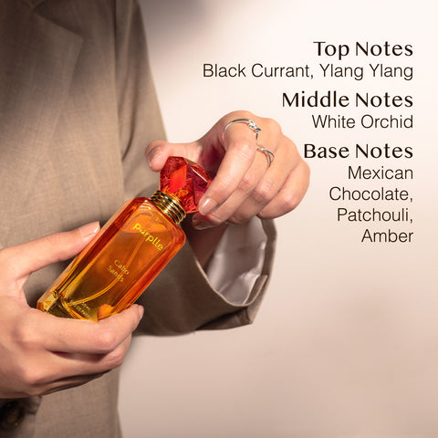 Fragrances by Purplle | Cabo Sands (50 ml) | warm notes black currant, ylang ylang, orchid, chocolate, patchouli, amber long lasting fragrance | luxury perfume for women | premium woody warm fragrance