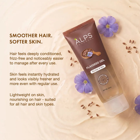 Alps Goodness Flaxseed Gel (100 ml) I For Hair & Skin I Frizz-Control | Smoothening I Moisture Rich I Soft Long Hair | Easy to useÂ 