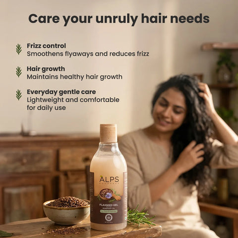 Alps Goodness Flaxseed Gel with Rosemary Oil 300 ml | Hair Mask for Hair growth & Frizz| Face Gel | Curly Hair Gel