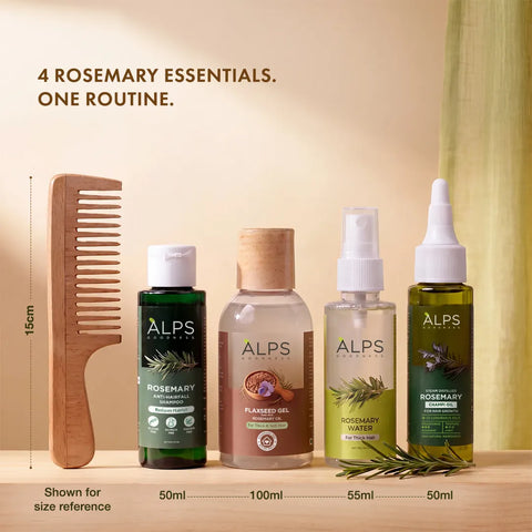 Alps Goodness Rosemary Hair Growth Ritual Kit | Powered With the Goodness of Rosemary & Flaxseed | 4 Rosemary Essential In One Routine | Promotes Fuller & Stronger Looking Hairs | Helps Prevent Hairfall | 100% Natural | Pack of 4