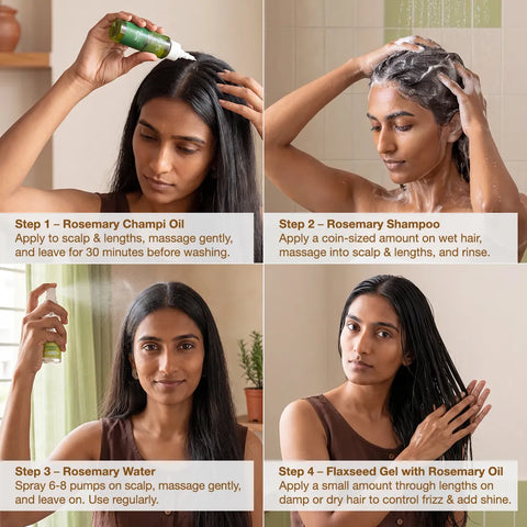 Alps Goodness Rosemary Hair Growth Ritual Kit | Powered With the Goodness of Rosemary & Flaxseed | 4 Rosemary Essential In One Routine | Promotes Fuller & Stronger Looking Hairs | Helps Prevent Hairfall | 100% Natural | Pack of 4