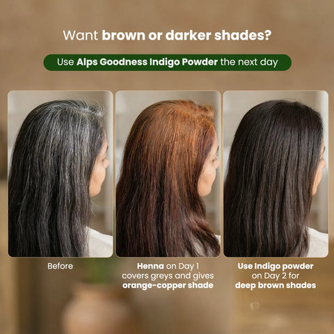 Alps Goodness Henna Powder with Herb-Soaked Hair Conditioner | Henna Powder | Conditioning water | Ready-to-Mix Herbal Henna Kit | Henna for hair | Grey Coverage & Conditioning | No Toxic Chemicals | 50 gm + 150 ml