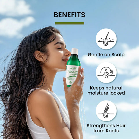 Alps Goodness Tea Tree Oil Lemon & Climbazole Anti-Dandruff Shampoo for Oily Scalp (290 ml) | Silicones & Parabens Free I Gentle & Mild Cleansing Shampoo l Shampoo for Oily Hair & Scalp