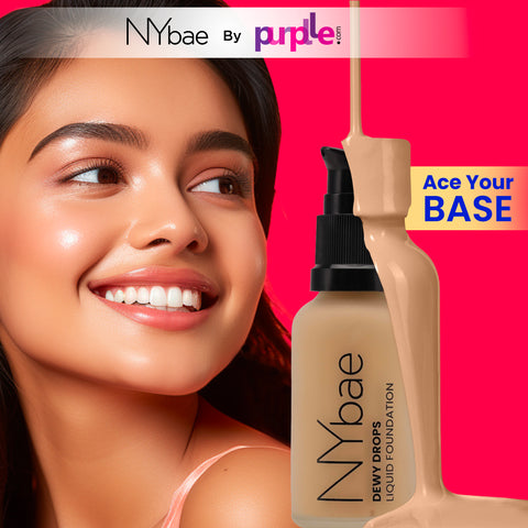 NY Bae Dewy Drops Foundation - Cafe Au Lait 9 (30 ml) | Very Fair Skin | Warm Undertone | Full Coverage | Long Lasting | Non-Transfer