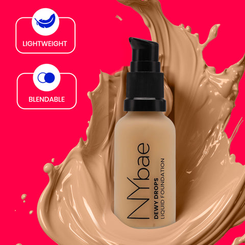 NY Bae Dewy Drops Foundation - Cafe Au Lait 9 (30 ml) | Very Fair Skin | Warm Undertone | Full Coverage | Long Lasting | Non-Transfer
