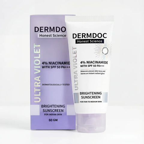 DERMDOC SPF 50 4% Niacinamide Ultra Violet Brightening Sunscreen (60 gm)