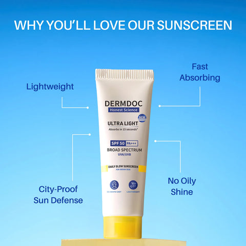 DERMDOC SPF 50 Ultra Light Daily Glow Sunscreen (30 gm)