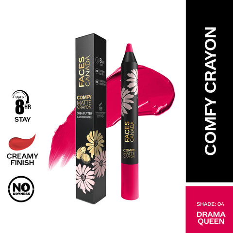 FACES CANADA Comfy Matte Crayon I Creamy Matte I Chamomile & Shea Butter I Alcohol-free I Dramaqueen 04 2.8 gm