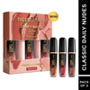 FACES CANADA Comfy Matte Wow Mini Liquid Lipstick - Classic Daily Nudes (2 ml x 3) | Choco Couture + Cocoa Crush + Nude Nectar | One Swipe Application | Highly Pigmented | Comfortable Wear | Long Lasting | Pack of 3