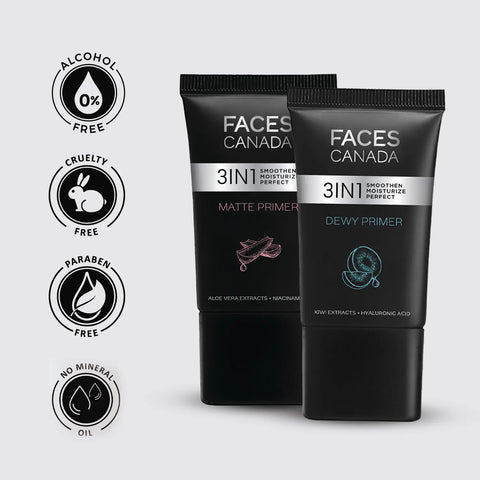 FACES CANADA Dewy Primer 30g | Blurs Imperfections | Flawless Dewy Base | Lightweight Hydrating Creamy Texture | Smoothens & Moisturizes Skin | Hyaluronic Acid 30 gm