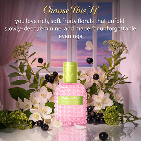 FACES CANADA STAY Bloom After Dark Eau de Parfum Mini for Women 20 ml | Long-Lasting Fruity Floral Perfume with Blackcurrant Jasmine & Cedar Wood | Elegant Night Scent | Gifts for Women | Premium Fragrance