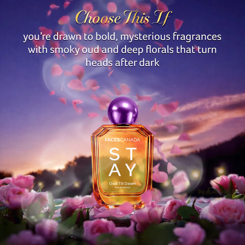 FACES CANADA STAY Oud Till Dawn Eau de Parfum for Women 50 ml | Long-Lasting Perfume with Oud Rose & Amber | Bold Woody Scent | Gifts for Women | Premium Fragrance