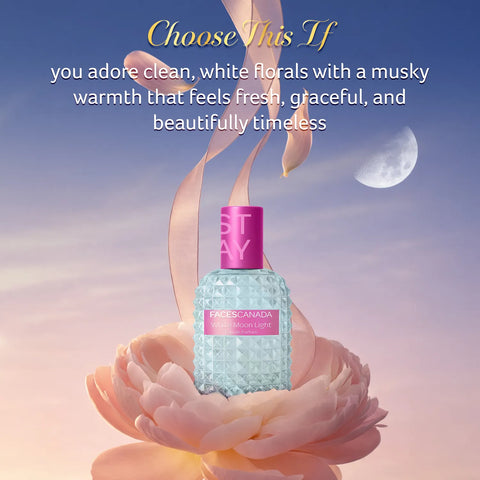 FACES CANADA STAY White Moon Light Eau de Parfum Mini for Women 20 ml | Long-Lasting Fresh Floral Perfume with Litchi Peach & Jasmine | Elegant Daily Scent | Gifts for Women | Premium Fragrance