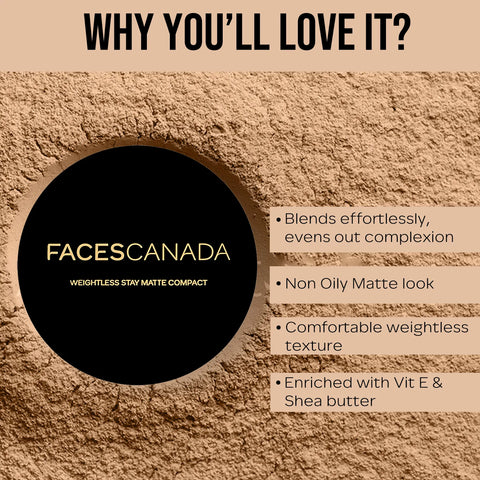 Faces Canada Weightless Matte Compact  Shade - Sand 9g