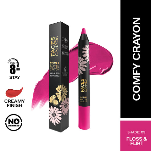 FACES CANADA Comfy Matte Crayon I Creamy Matte I Chamomile & Shea Butter I Alcohol-free I Floss & Flirt 09 2.8 gm