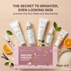 Good Vibes Brightening Glow Ritual Kit | Rice Water 10% Niacinamide & Vitamin C | Complete Daily Skincare Gift Set | Face Cleanser Toner Gel Creme Face Serum SPF 50 Sunscreen & Lip Balm | Pack of 6