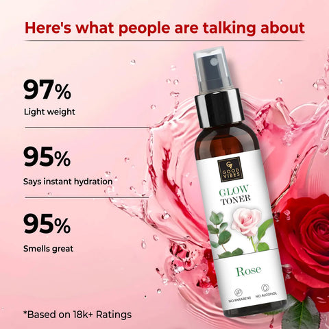 Good Vibes Rose Water Glow Toner | Lightweight Brightening Gulab Jal Face mist (120 ml)